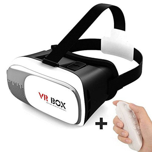 VR Box Virtual Reality Version 2 3D Glasses with Remote (White Color)